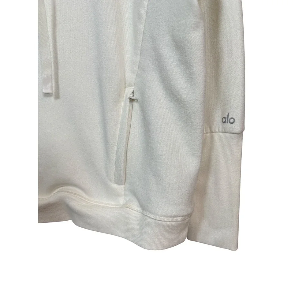 ALO YOGA Frost Faux Shearling Lined Hoodie, Beige, Size Large
